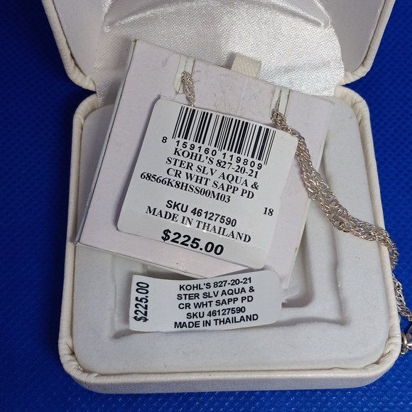 Genuine Aquamarine Sterling Silver Pendant. New in box - Picture 4 of 4